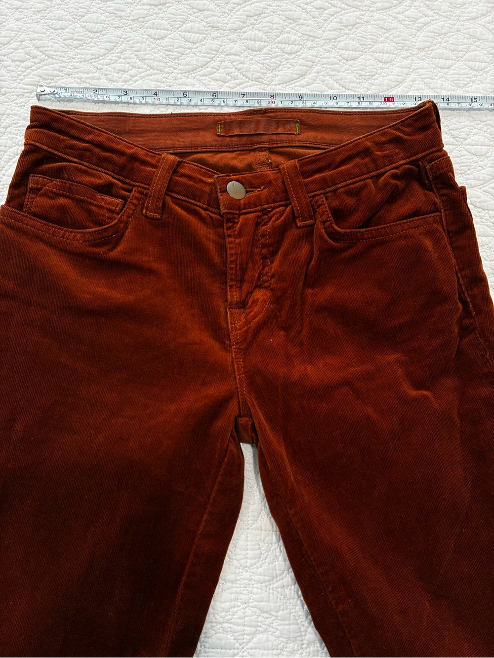 J Brand 823 Terra Cota Corduroy Flare Pants Size 25 Rust Brown Bell Bottoms - Picture 3 of 8